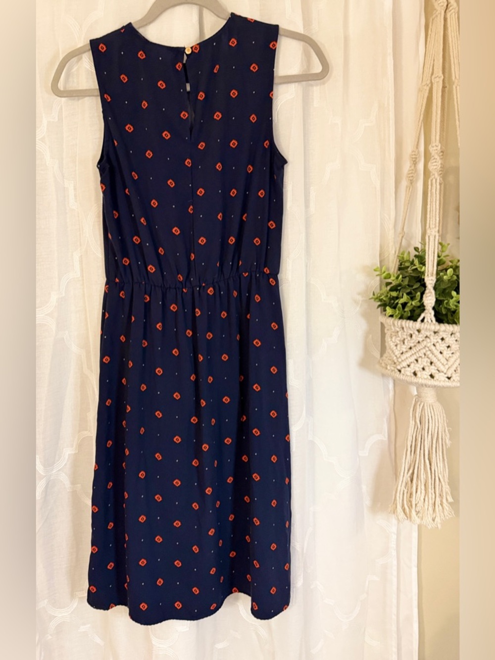 A New Day Navy Midi Dress | XS | Red Geo Print Sleeveless Dress Diamond 💎 - Picture 12 of 16